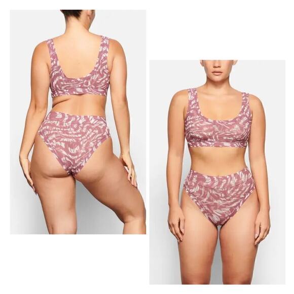 NWT Skims Summer Mesh Scoop Bralette Raspberry Swirl Size Large - Picture 1 of 5